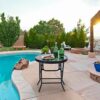 PHI VILLA Folding Side Table, Foldable Coffee Table, Outdoor Garden Table, Small Round Patio Table - Black
