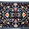 Rectangle Black Marble Dinette Table Top with Mosaic Art Handcrafted Sofa Table for Living Room 24 x 48 Inches