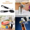 Navani Stainless Steel Can Opener Manual That Work Comes with 2 Additional Smooth Edge Tin Opener Replacement Blades and Also an Ergonomically Ja