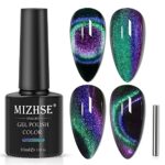 MIZHSE Glitter Nail Polish Cat Eye 9D Gel Nail with Magnetic Stick SoakOff UV LED Gel Polish Discoloration Green Black Manicure DIY Gel Nail Poli