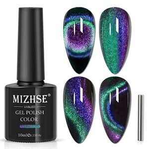 MIZHSE Glitter Nail Polish Cat Eye 9D Gel Nail with Magnetic Stick SoakOff UV LED Gel Polish Discoloration Green Black Manicure DIY Gel Nail Poli