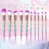 CDC DIGI 10 Pcs Makeup Brushes Set Unicorn Rainbow Handle Synthetic Hair Professional Makeup Brushes Kit with Eyeliner Foundation Blusher Powder