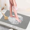 Loofah Shower Mat for Inside Shower Non Slip Anti Mould PVC Bath Mat for Bathroom Wet Shower Areas (40 x 60 cm, grey)