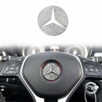 Yumzeco 45MM Bling Crystal Steering Wheel Emblem Compatible with Mercedes-Benz,Car interior Bling accessories,Bling stickers logo,Crystal Diamond