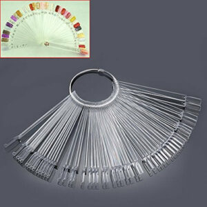 Mofun 50X Nail Art Tips Colour Pop Sticks Display Fan Practice starter ring Clear