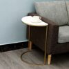 BZZK Marble Console Table 50cm 60cm Height Slim Cshaped Sofa Table Living Room Hotel Side Table Space Saving Coffee TableSize40  20  50CMColorWhi
