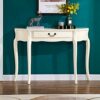 Half Moon Shape Hall Entryway Table Small Semi Round Console Table with Drawer Narrow End Table Contemporary Design for Living Room Color  White
