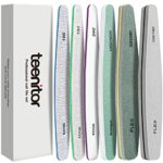 Nail File Teenitor Gel Nail File Set Professional Nail Buffer File Block Natural Manicure File Nail Polisher Washable Double Sided Emery Boards G