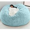 TOP1US Big Round Bean Bag Chair Cover OnlyGiant Breathable and Comfortable for Adult Living Room Soft Fluffy Faux Fur BeanBag Lazy Sofa CoverD86c