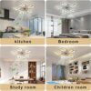 Becailyer 25in Modern Ceiling Fan with Lights, 50W Remote Control Dimming 5-Leaves Shape Led Flush Mount Ceiling Fan Lamp 6 Gear Wind Speed Quiet