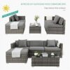 DLOETT Rattan Garden Furniture Set 5 Set Patio Sofa Set Wicker Weave Outdoor Furniture Set with Glass Table Cushion Pillows