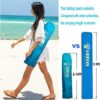 AMMSUN Folded Beach Umbrella with Tilt Portable Silver Coating Inside UV Protection Stripe for Travel,Sun and Outdoor Fits in Suitcase