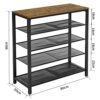 Meerveil Shoe Rack, 5 Tier Shoe Shelf with Mesh Shelves Industrial Design for Entryway Hallway Bathroom, 80 x 30 x 96cm, Rustic Brown