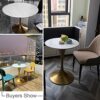 KST Coffee Table Modern Round Marble Decoration Table Golden Metal Frame Easy to Clean Living Room Balcony Home  Office White 7075cm