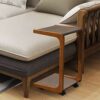 BAPYZ Fashion Leisure Solid Wood Sofa Side Table with Wheels Bedside Table Living Room Furniture Snack Table Bedroom Bedside Table