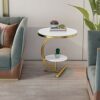 WODMB Marble Sofa Side Table Corner Table Living Room Sofa End Bedside Table Small Round Coffee Table