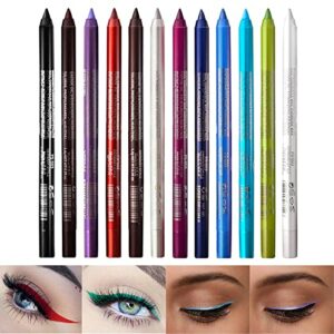 Eyeliner Pencil Set 12 Color Eye Shadows Pen Eyebrow Pencil Eyeliner Eyebrow Lip Liner Pencil Eyeshadow Pencil Professional Eye Makeup Set
