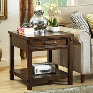 Mu Household Side Table with Drawer Retro End Table Sofa SideCoffeeStorage Trolly Bedside Table for HomeLiving RoomOffice 600  600  605Mm