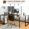 CASART Computer Desk, L-Shaped/U-Shaped Writing Workstation with CPU Stand, Corner Desk Working Study Table for Home Office (U-Shaped Desk-200 x