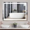 furduzz IL-02-70 Bathroom LED Mirror, 700x500mm Illuminated Backlit Bathroom Mirror with LED Light,Wall Mounted Vanity Mirror with 3 Color Light