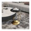 Modern Round Coffee Table for Living Room Gold Color Frame with Marble Texture Top Metal Frame Sofa Table Office Table Entertainment Center for G