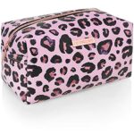 Makeup Bag  Small Cosmetic Organiser Toiletry Bag or Pencil Case  Travel Make Up Wash Bag for Women by Lily England Pink Leopard Print