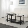 Discount Seller Nest of tables set of 2 blackbrown glass 90x50 cm durable and easy to care for. Coffee tables. Coffee  side tables. Tables  desks