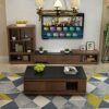 WuJiPeng Living Room Marble Coffee Table With Storage Drawers Large Wooden Rectangular Sofa End Tea Table For Office Waiting Reception Home Furni
