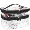 MKPCW Makeup Bags Double Layer Travel Cosmetic Cases Make up Organizer Toiletry Bags Pink