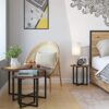 WALNUT Round Coffee Table Woodenmetal for Living Room 2 in 1 Combination Cafe Table Easy Assembly Center Table Color  Picture color Size  One siz