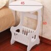 European Mini Plastic Round Coffee Tea Table Home Simple Plastic Living Room Bedroom Storage Shelf Bedside Table White