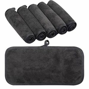 KinHwa Reusable Makeup Remover Cloth Microfibre Face Cleansing Cloths Ultra Soft Washcloths with Water Only 6inchx12inch 6 Pack Dark Grey