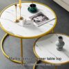 JKGHK Nesting Coffee Table Round Minimalist Wood Side End Table Set Of 2Modern Nesting Table Robust Steel Framefor Small Spaces Living Room Offic