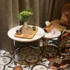 HEYZOEY Round Coffee Tables, Removable Set of 2 End Table, Nesting Tables with Gold Metal Frame Legs and Marble White Top for Living Room, Bedroo
