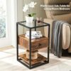 2Tier End Table  Nightstand with Drawer  Industrial Telephone Table  Bedside Table with Storage Shelf  Side Table Living Room Bedroom Office 40X4