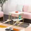 Square End Tables MetalModern Accent Side Table Compact Bedside Table for Living Room Bedroomwhite Marble Top and Shelf Iron FrameSize45  45  50C