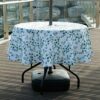 BTSKY 60 Patio Outdoor Umbrella Tablecloth with Zipper and Umbrella Hole, Water and Stain Resistant Round tablecloth, Sunflower