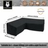 Orqihod L-shaped Garden Furniture Cover Waterproof 600D Heavy Duty Garden Rattan Corner Furniture Covers with Storage Bag 254X254CM Black Protect