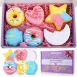 MAQUITA 6Pcs Shower Bath Bombs Handmade Bubble and Floating Fizzies Spa Kit Luxurious Gift for Girls Kids Beauty Gifts Set for Her on Christmas V