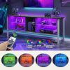 Bestier TV Stand Cabinet Entertainment Centre Gaming TV Stand for 160CM TV with LED Light Modern TV Media Console with Glass Shelves