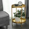 NA Side Table Wrought Iron Doublelayer Small Coffee Table Small Round Table Living Room Mini Sofa Round Small Side Table Color  B Size