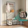 YITAHOME Coat Rack Stand with Shoe Rack and Bench,2 Stotrage Drawers 5-in-1 Industrial Standing Hall Tree for Clothes Hats Bags with 5 Removable