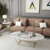 End Tables Modern Marble End Table Oval Sofa Side Table for Small Apartment Living Room Bedside Coffee Table Easy Assembly Size  1005045cm