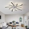 Becailyer 25in Modern Ceiling Fan with Lights, 50W Remote Control Dimming 5-Leaves Shape Led Flush Mount Ceiling Fan Lamp 6 Gear Wind Speed Quiet