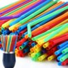 CALTECX 100X Reusable Drinking Straws, Neon Straws are Multi-Colored, Re-usable Drinking Straws Flexible Straws - Re-usable Bendy Straws Strong f