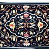 Rectangle Black Marble Dinette Table Top with Mosaic Art Handcrafted Sofa Table for Living Room 24 x 48 Inches