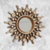 HomeZone Metallic Sunburst Round Wall Mirrors with Distressed Bronze Effect Modern, Lightweight Medieval Gold Steel Aztec Wall Mounted Mirror Set