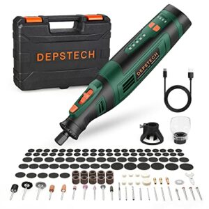 DEPSTECH Cordless Rotary Tool, 2.0 Ah 8V Rechargeable Multi Tool Kit 5 Speed 30000RPM, 127Pcs Accessories Set, Power Rotary Tools for Carving, Cu