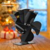 Tomersun Log Burner Fan Small 4 Blades Wood Burning Stove Fan Heat Powered Fireplace Fan Eco Fans Friendly Circulation for Wood/Log Burner/Firepl