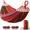 MOSFiATA 285x155cm Hammock with Spreader Bars, Camping Hammock Outdoor, with Thickened Durable Canvas Fabric and Sturdy Metal Knot, 550 lb Load C